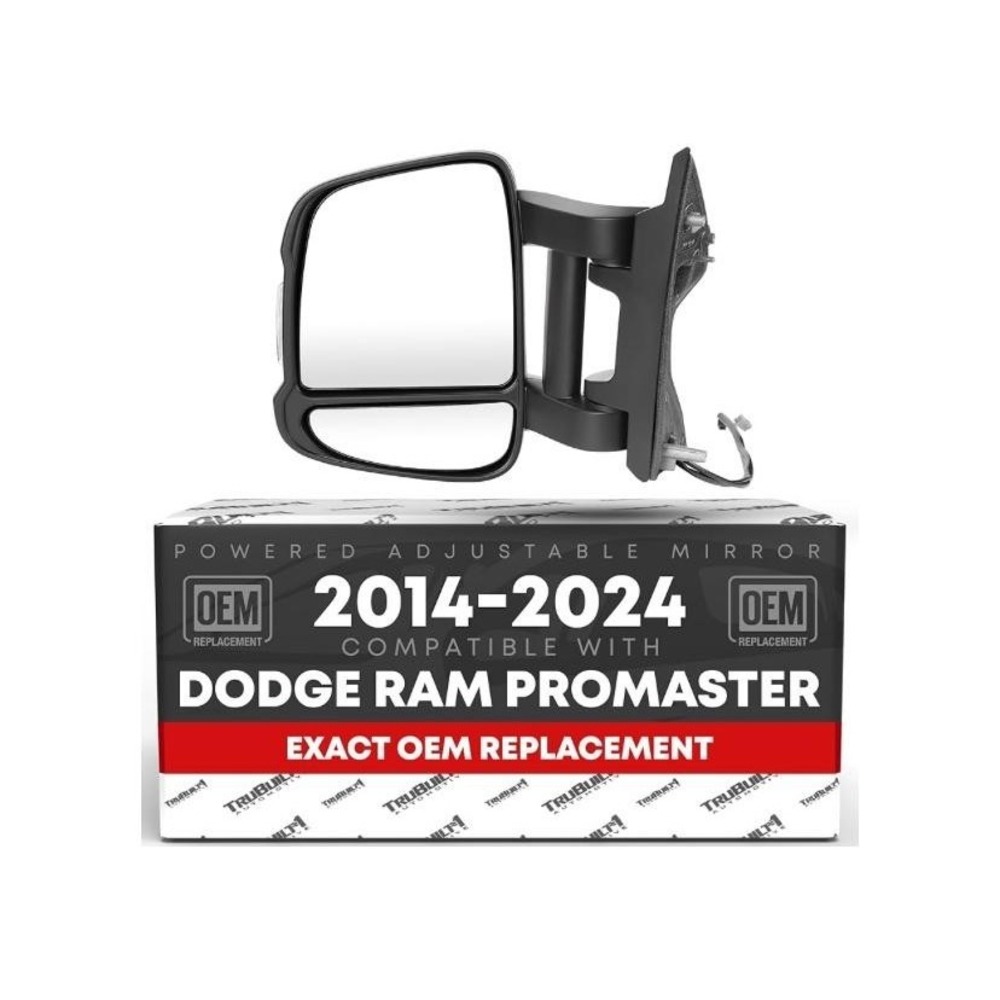 TruBuilt 1 Driver Side Power Mirror‎ Black Dual Glass Dodge Ram ProMaster 14-24